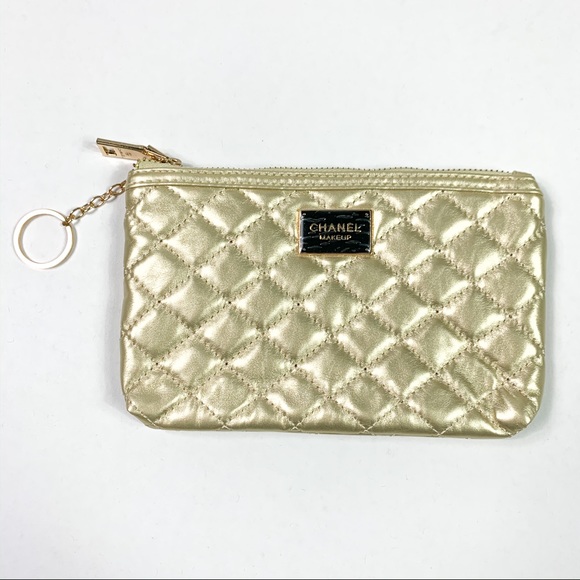CHANEL Handbags - NEW Chanel || Gold Makeup Bag Clutch Wallet